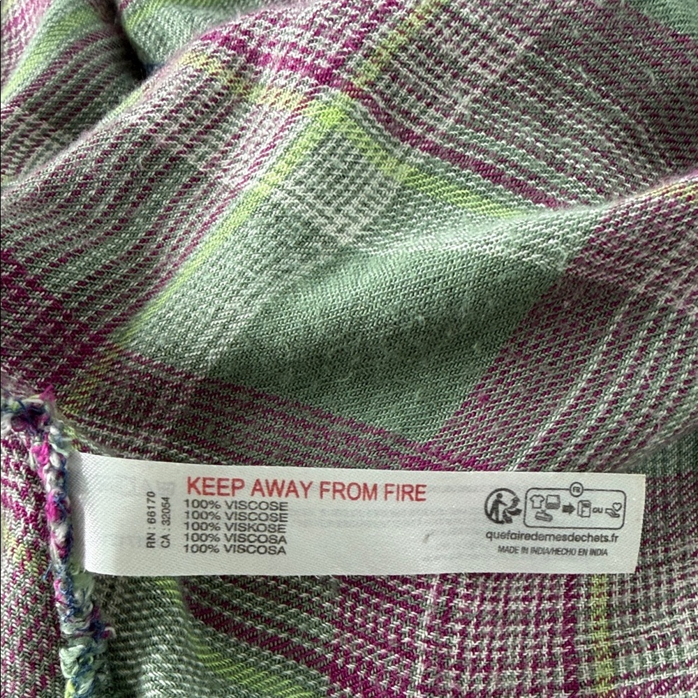 Intimately by Free People Plaid Button Down Shirt - Green and Purple - Picture 5 of 10